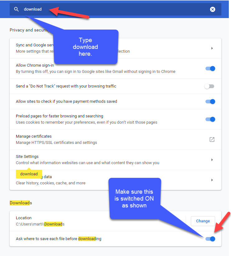 Google Chrome - How to Get it to Ask you for Download File name and